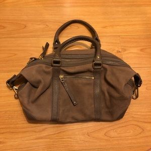 Genuine Leather Roots Handbag with Crossbody Strap